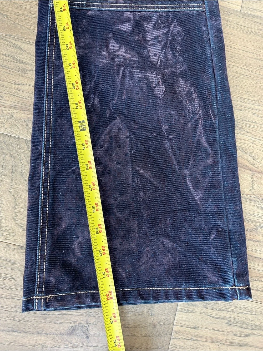Forever 21 Dark Indigo Flocked High Rise Flare Jeans Size 27